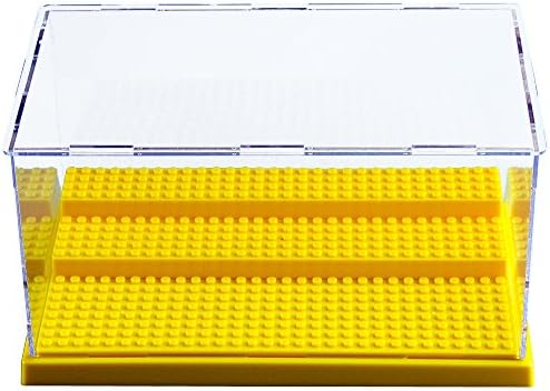 Mocatrend Acrylic Display Case/Box Show Case for Lego Minifigure with 3 Steps (Yellow Base)