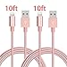 Charger, JOOMFEEN 2Pack 10FT Extra Long Nylon Braided 8pin Cable Charging Cord for iPhone 7/7 plus/6/6s/6 plus/6s plus, 5c/5s/5/SE, iPad Air/Mini, iPod Nano/Touch (Rose Gold)