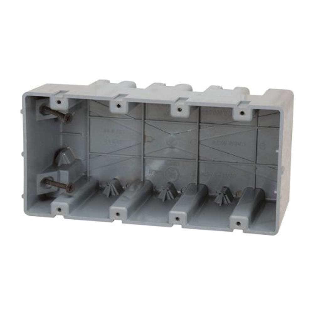 Photo 1 of Southwire MSB4G Four Gang Device Box with Depth Adjustable; Heavy Duty 42lb ; Gray