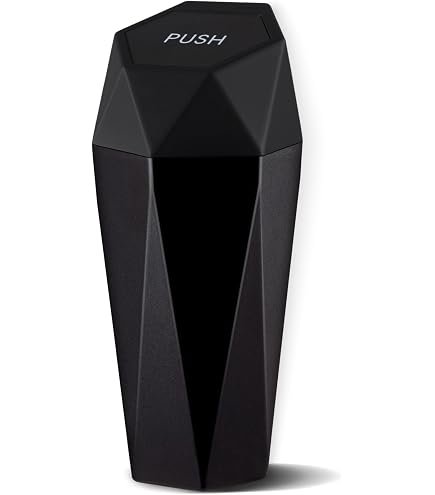 BLAU GRUN Car Trash Can With Push Lid - Leakproof Mini Garbage Bin For Cup Holder, Diamond Design - View #5