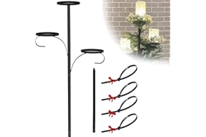 LNRTER Triple Tree Topper Shelf for Christmas Tree Black Metal 3 Tier Candle Holder Candelabra Christmas Tree Topper Holder Unique Christmas Tree Shelf Holiday Indoor Outdoor Vintage Decor(35.4in)