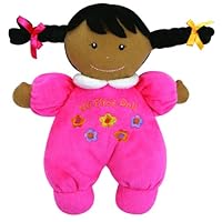 Stephan Baby Ultra Soft Plush My First Doll with Dark Complexion and Black Hair, Hot Pink