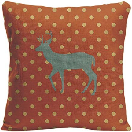 KafePross Oh Deer! Retro Colors - Polka Pattern Home Decorative Cotton Linen Pillow Covers 18X18 Inch