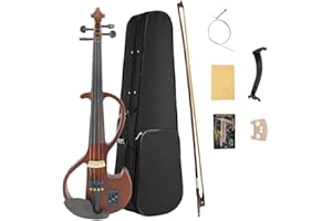 ModouString 4 String Electric Violin 4/4 full size violin kit with Ebony Fittings,Case, Bow, Cable and Other accessories for 