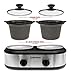Chefman Double Slow Cooker & Buffet Server with 2 Removable 1.25 Qt. Oval Crocks, Pot Inserts Individually Heat Controlled, Stainless Steel
