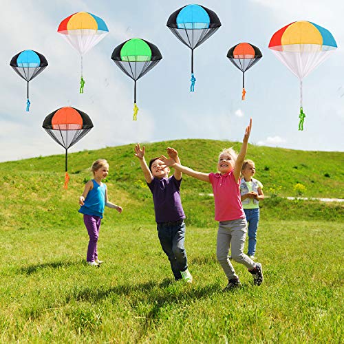 Trounistro 10 Pieces Parachute Toy Tangle Free Throwing Parachute Figures Hand Throw Soldiers Parachute Play Parachute Square Outdoor Children's Flying Toys - Thumbnail 6
