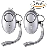 Personal Alarm Keychain ASTUBIA SOS Emergency Self Defense Safety Alarm for Students/Women/Kids/Girls/Superior/Elderly Anti-Theft Anti-Attack (Silver, 2-Pack)