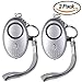 Personal Alarm Keychain ASTUBIA SOS Emergency Self Defense Safety Alarm for Students/Women/Kids/Girls/Superior/Elderly Anti-Theft Anti-Attack (Silver, 2-Pack)