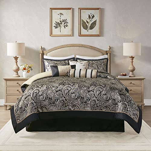Madison Park Comforter Set, Faux Silk Jacquard Paisley Design All