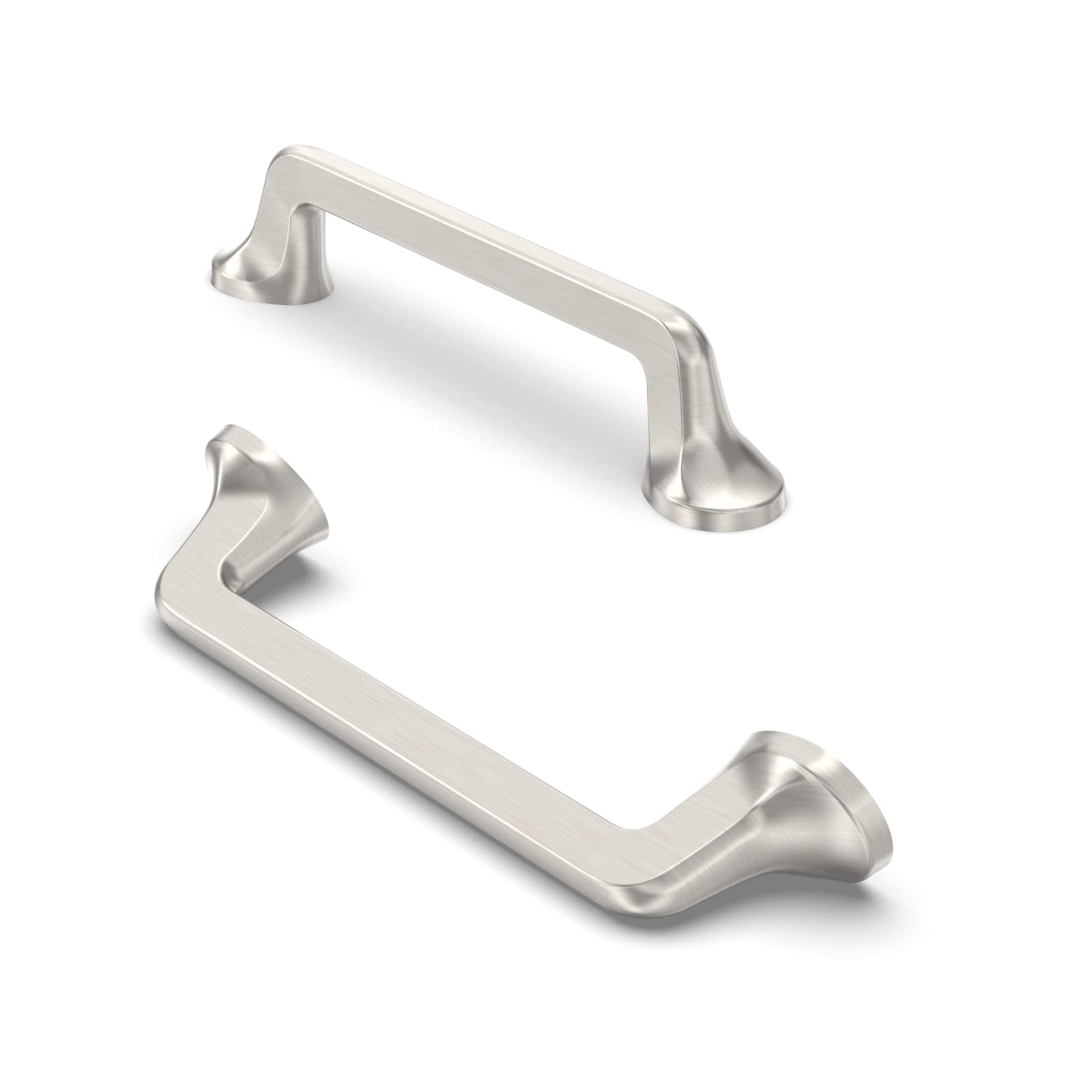 FURNIWARE 10 Pack Cabinet Pulls, Hardware Drawer Handles, Zinc Alloy Kitchen Cabinet Door Handles Pull, Brushed Satin Nickel-96mm(3.8 Inch) Hole Center