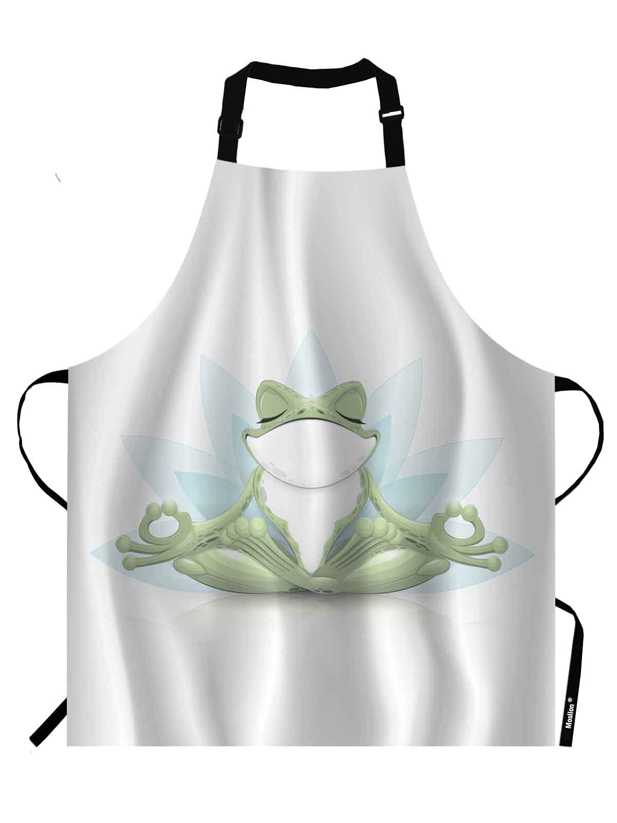 Moslion Wellbeing Frog Apron,Funny Frog Doing Yoga Apron,Adjustable Neck Bib for Men Women,Suitable for Kitchen Cooking Waitress Chef