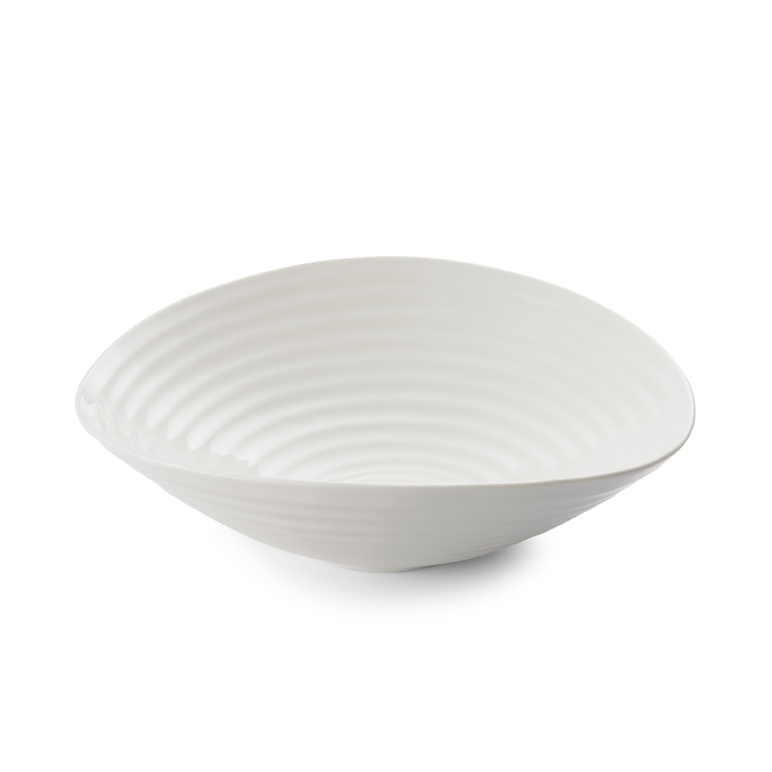 Portmeirion x Sophie Conran Medium White Porcelain Salad Bowl - Includes Signature Ripple Design, Microwave & Dishwasher Safe, Suitable for Everyday Use, 28.5cm