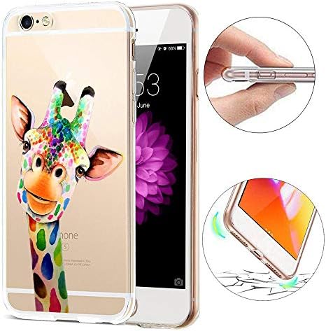 SevenPanda TPU Case for iPhone 6S Transparent, Creative Soft Frame Cover Protective TPU Gel Bumper Case Silicone Protective Case Cover for iPhone 6 / iPhone 6S 4.7 inch - Colorful Giraffe