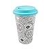 DCI Color Joy Adult Coloring Products, I Am Not A Paper Cup, Custom Travel Coffee Mug, Blue Lid, 12oz Capacity, Geo Spheres Design, White, Ceramic, Spill-Proof