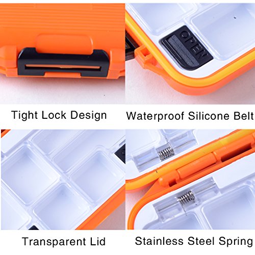 image for Hicreat Double-Sides Fishing Tackle Boxes Waterproof Storage Cases Fly