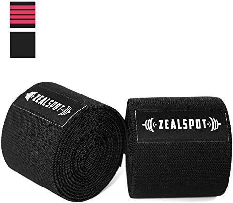 Zealspot Knee Wraps(Pair) Compression &amp; Elastic Support for Cross Training,WODs,Gym, Workout,Weightlifting,Fitness &amp; Powerlifting – Best Knee Straps for Squats -For Men &amp; Women- 80"