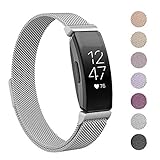 SWEES Metal Band Compatible Fitbit Inspire & Fitbit Inspire HR, Stainless Steel Magnetic Replacement Band Accessories Small Large for Women Men, Silver, Black, Lilac, Sangria, Champagne, Colorful