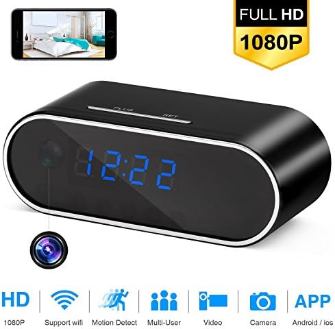 Wifi Hidden Camera Alarm Mini Spy Camera Clock 1080P HD Night Vision Wireless Remote Security Monitoring Motion Detection Video Recorder Nanny Cam