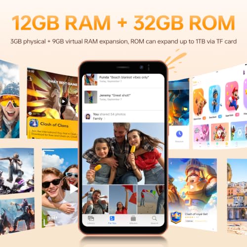 Blackview Wave 2C Smartphone Pas Cher Android 16 (2026), Écran 5", Orange | 12Go(3+9)+32Go/TF 1To Telephone Portable Pas Cher, Batterie 3000mAh Téléphone, Caméra 5MP+2MP, 4G Dual SIM, Face ID, 3.5mm