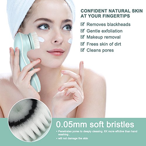 Face Brush Smartgrand Skin Cleansing Brush Rechargeable Waterproof Electric Spin Cleansing System and Gentle Exfoliating for All Skin Types with 3 Facial Cleansing Brush Heads