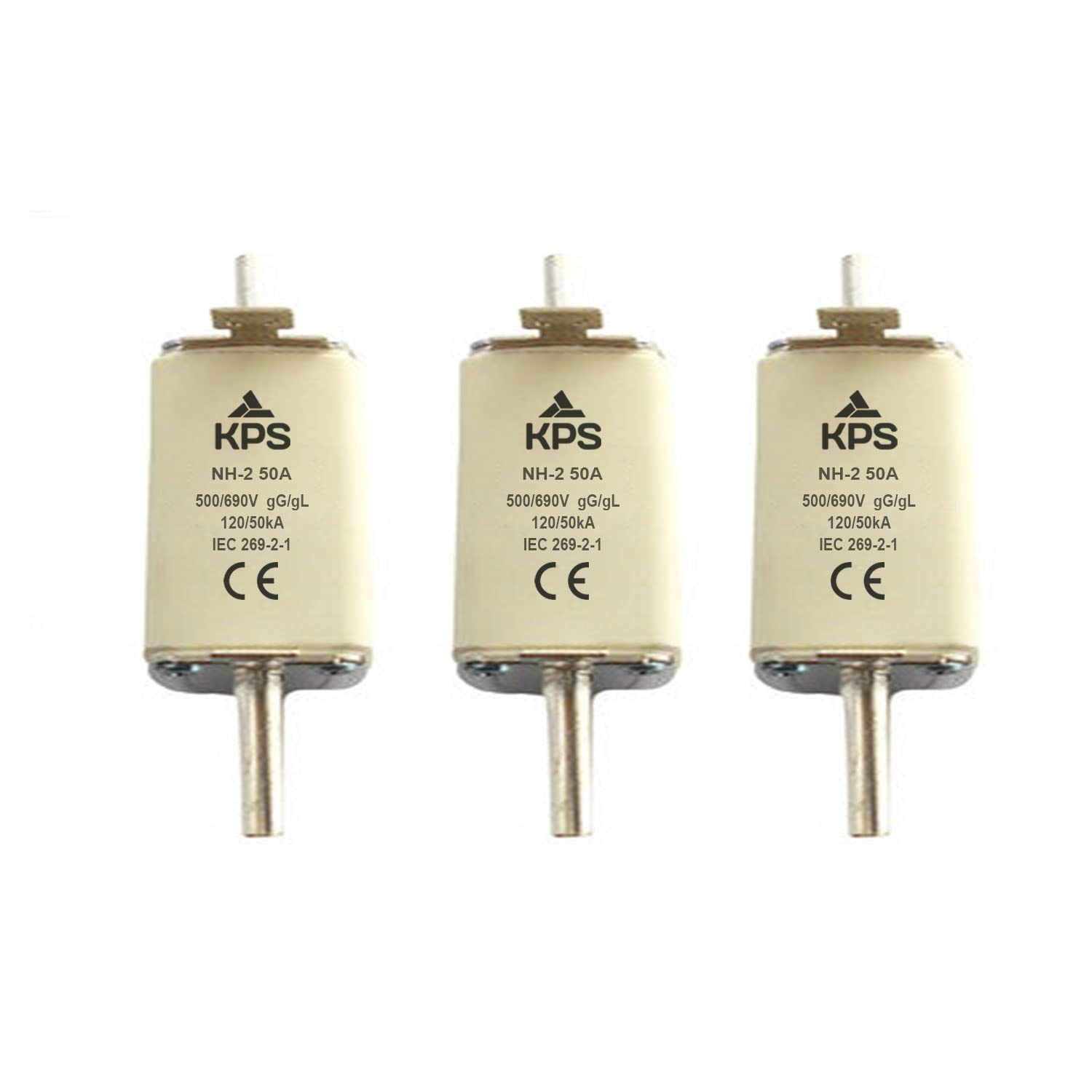 KPS NH-2 Blade Fuse 50A 500V gG-gL, 3 units NH2 50A