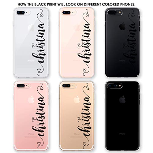 Personalized Phone Case Clear iPhone XS Max XR X 10 8 Plus 7 6s 6 SE 5s 5 with Custom Name Hearts Slim Soft Rubber