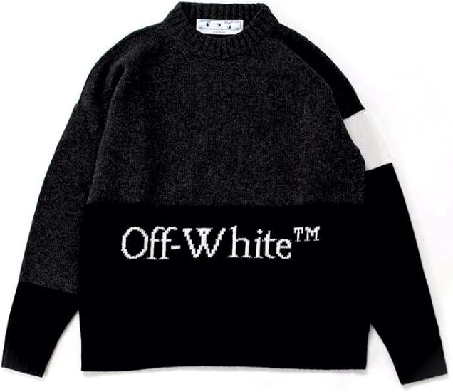 Amazon Co Jp オフホワイト Off White セーター ニット 丸首 クルーネック Omhe048ekni ダークグレー メンズ He048e Kni001 並行輸入品 S ダークグレー 服 ファッション小物