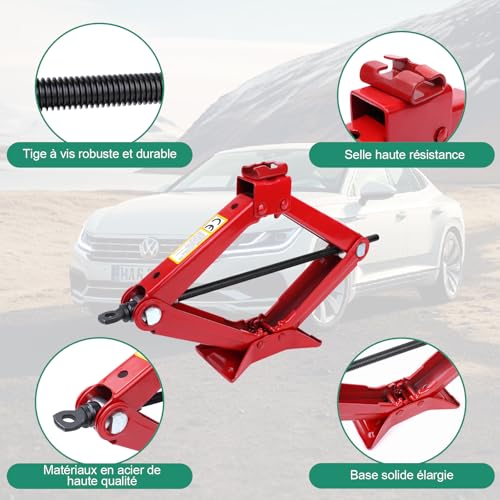 HYCHIKA Car Jack 3 Ton, Portable Car Jack with Lug Key Combination, Lifting Range 120 mm to 445 mm for SUV MPV and Auto