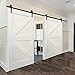 Yaheetech 16ft Double Door Sliding Barn Door Hardware Double Track Kit System(Black) (Arrow Shape Hangers) (2 x 8 foot Rail)