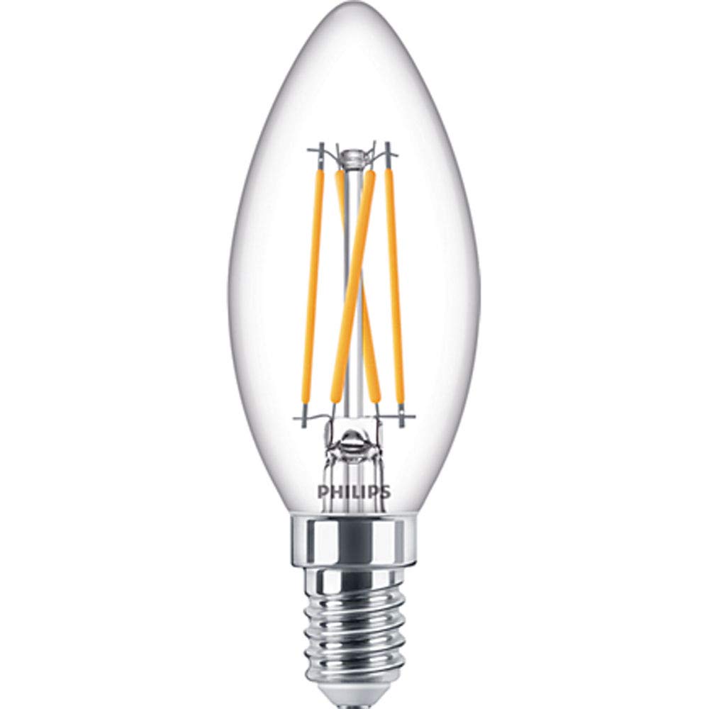 PHILIPS Master Value LED 3.4W (40W) B35 Candle, E14 Small Edison Screw, Dim Tone 2200K - 2700K, Warm White, Clear Glass, Bulb, UK