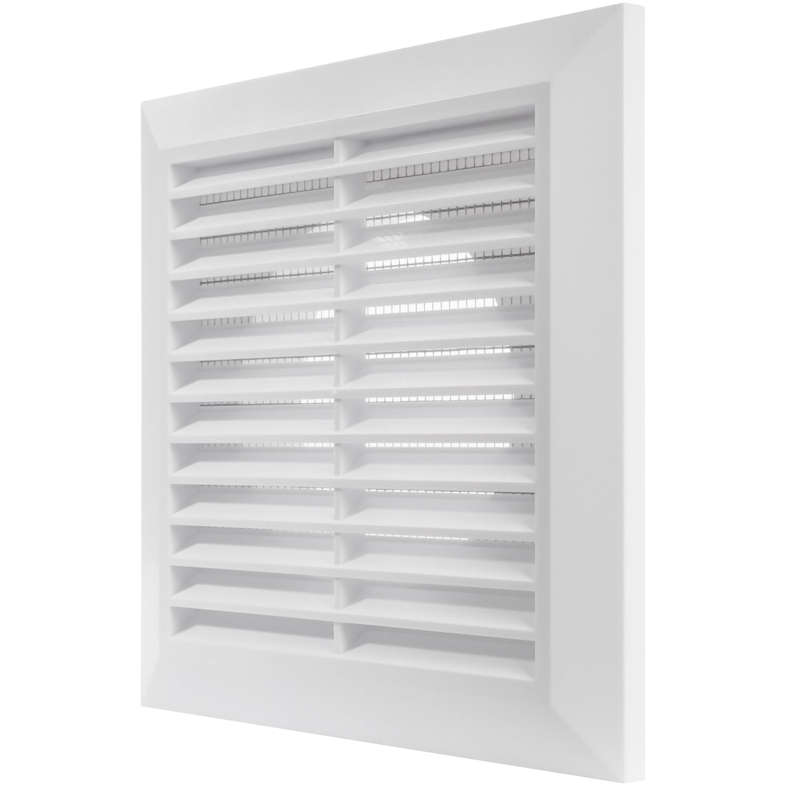 Vent Systems 4" Inch White Plastic Wall Vent Cover – Weather Resistant Louvered Grille with Flange – Durable Exterior Exhaust Outlet for Bathroom, Kitchen, Garage and Home Ventilation Systems