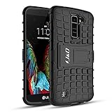 LG K7 Case, LG Tribute 5 Case, J&D [Kickstand] LG K7 Case [Heavy Duty] [Dual Layer] Hybrid Shock Proof Fully Protective Case for LG K7 / Tribute 5 (Black)