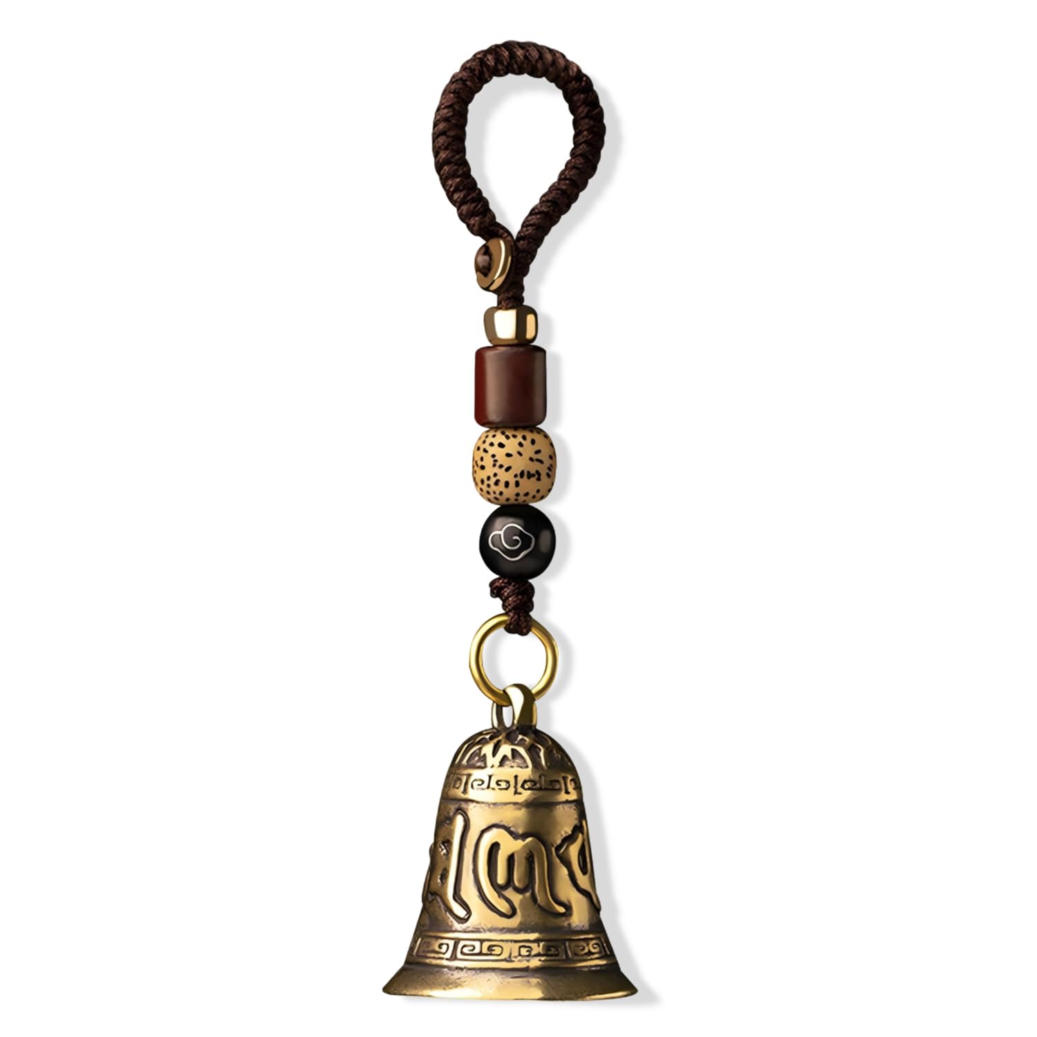 Chinese Feng Shui Bell Six Character Pure Brass Bells Window Door Home Pendant Car Keychains Beautiful Symbolism Good Luck Wealth and Safe for Home Decoration, Office Decoration(2.6x1.5x1.1in)