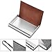 Business Card Holder, JuneLsy Business Card Case Luxury PU Leather and Stainless Steel Card Holder for Men and Women with Magnetic Shut Keep Business Cards Clean (Gray)