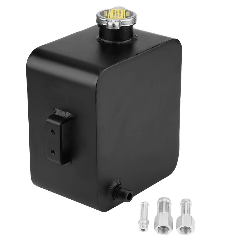 Coolant Overflow Tank, Universal 2.5L Aluminum Coolant Reservoir Tank Coolant Overflow Expansion Tank Coolant Recovery Tank W/ Cap Black