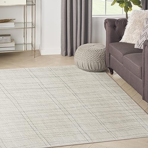 Nourison Home Santa Cruz Ivory Grey 5'3" x 7'3" Area Rug - Easy Clean, Non Shed…