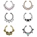 IPINK-Fake Septum Faux Nose Rings Hoop Stainless Steel Faux Lip Ear Nose Septum Ring Non Piercing Clip On Nose Hoop Rings Body Piercing Jewelry