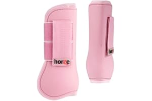 HORZE Chicago Protective Horse Tendon Boots - Lightweight Open Front Boots for Jumping, Trail Riding, and Turnout (Pair) - Lady Light Pink - Horse