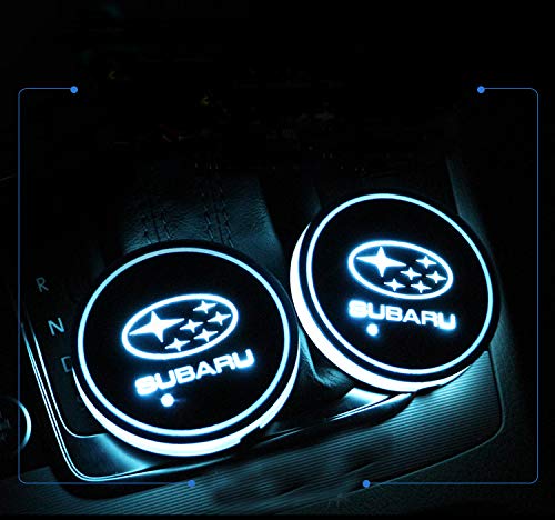 2pcs LED Car Cup Holder Lights for Subaru, 7 Colors Changing USB Charging Mat Luminescent Cup Pad, LED Interior Atmosphere Lamp - Thumbnail 5