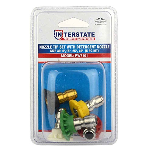 Interstate Pneumatics PW7101 Pressure Washer 1/4" Quick Connect High Pressure Spray Nozzles Tip Set (5-piece)