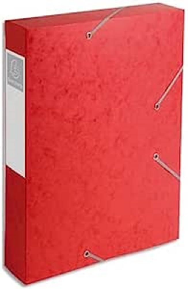 Exacompta - Ref 16009H - Cartobox Pressboard Filing Box - 25 x 33cm, Suitable for A4 Documents, Elastic Straps on 2 Corners, 60mm Spine, FSC-Certified - Red (Pack of 10)
