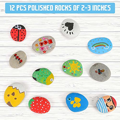 BigOtters Creativity Arts DIY Rock Supplies, 88PCS Rock Painting Kits 2-3 Inches Painting Rock Crafts Mandala Painting Educational Favors for Children Painting Gifts Family Activity Birthday Present