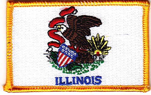 ILLINOIS STATE FLAG/Iron On Embroidered Patch/Flag of Illinois, Symbol