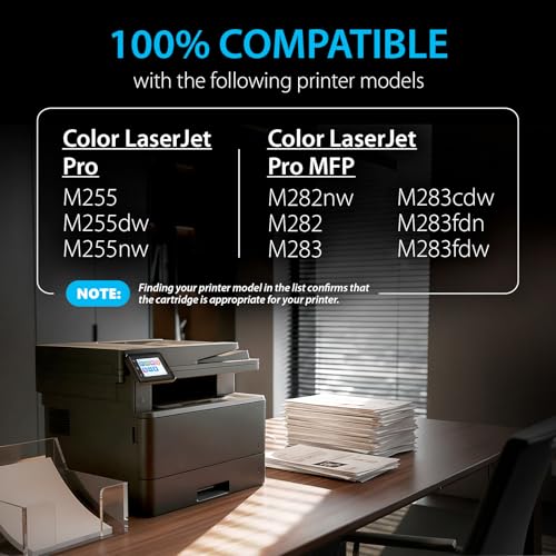 Smart Ink Compatible 206A Toner Replacement for HP 206A Toner Cartridges 4 Pack 206X with Chip to use with Color Laserjet Pro MFP M283fdw M283cdw Laserjet Pro M255dw M255nw (Black Cyan Magenta Yellow)