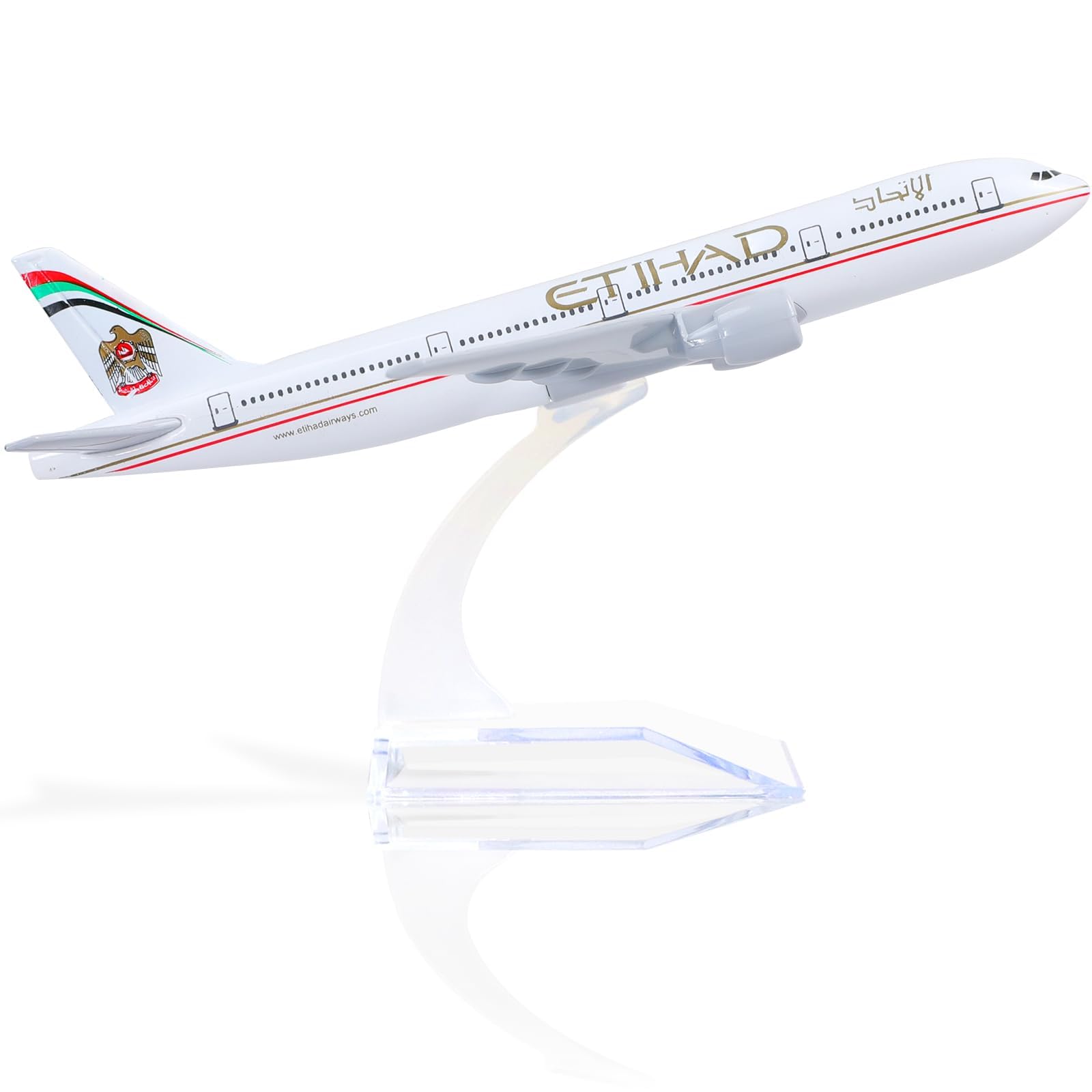 QIYUMOKE Boeing 777 Etihad Airways 1/400 Diecast Metal Airplane Model with Stand Airplane Alloy Display Collectible Model Kit for Aviation Enthusiast Gift