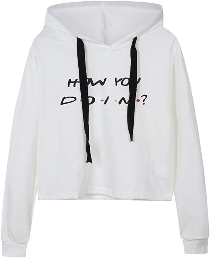 Rikay Women's How You Doin Print Hoodie Long Sleeve Casual Sweatshirts Tops Hooded Coat Jacket Jumper Size 8-14 UK