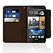 Tradekmk(TM) Wallet Style Stand Leather Case Cover with Strap for HTC One M7, with Free Screen Protector and Stylus