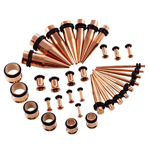 Xpircn 36PCS 14G-00G Taper Gauge Plugs Stainless Steel Ear Stretching Kit with Rubber O-Rings for Men Women - Thumbnail 7