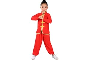 YEMYIQZ Kids Kung Fu Clothing Traditional Tai Chi Uniforms for Boys Girls Chinese Martial Art Wing Chun Long Sleeve Tang Suit