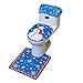 Cotill Christmas Decorations Snowman Santa Toilet Seat Cover and Rug Set for Bathroom - Blue